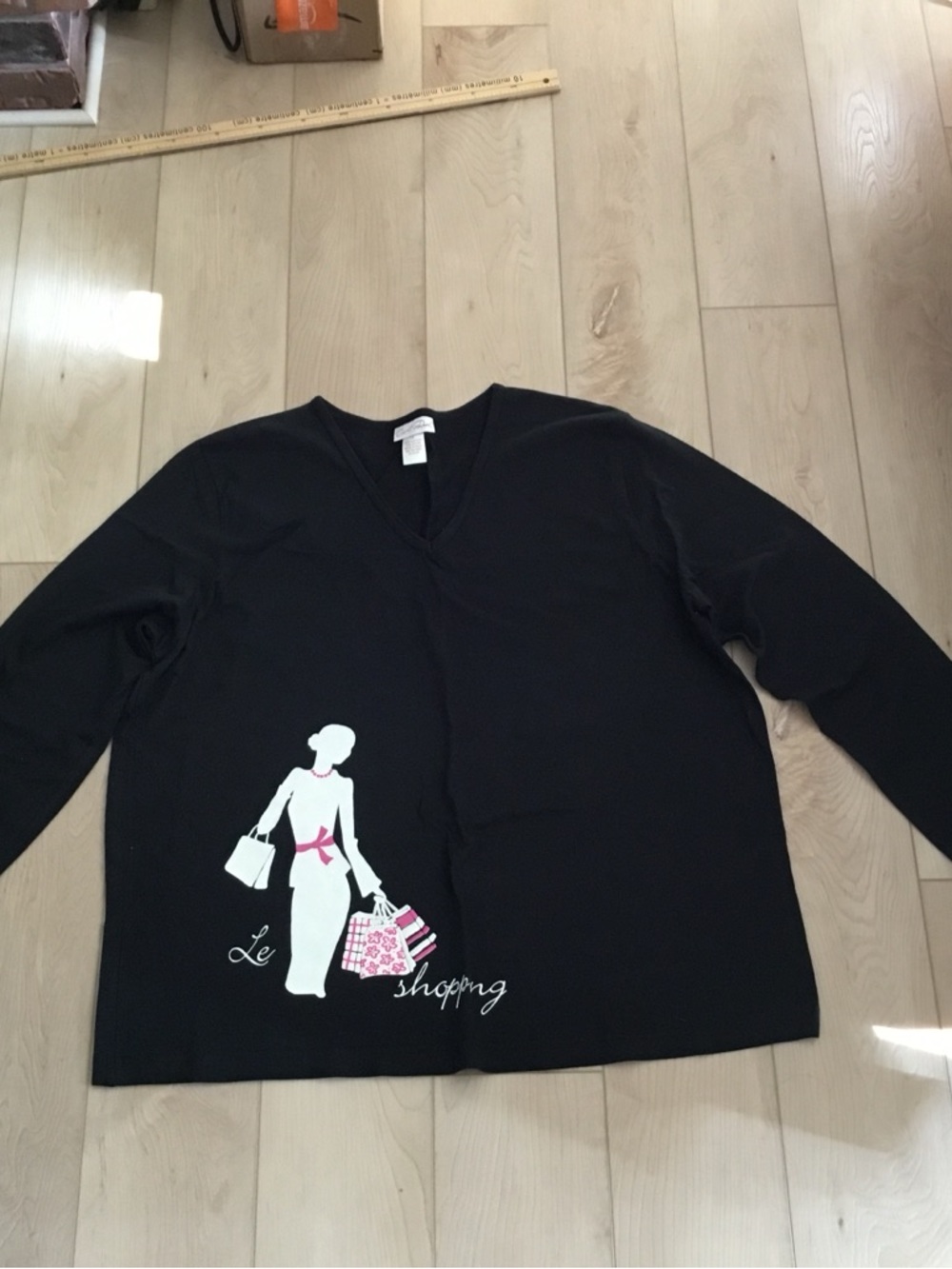 Carole Reed Black Cotton V-Neck Top